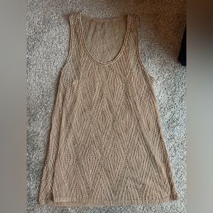 Tan beaded see-through halter top